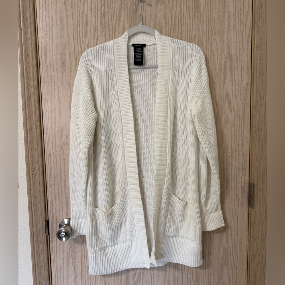 Women's Cream Open-Front Sweater/ Cardigan